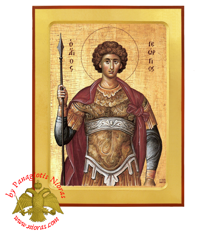 Saint George Byzantine Wooden Icon Detail