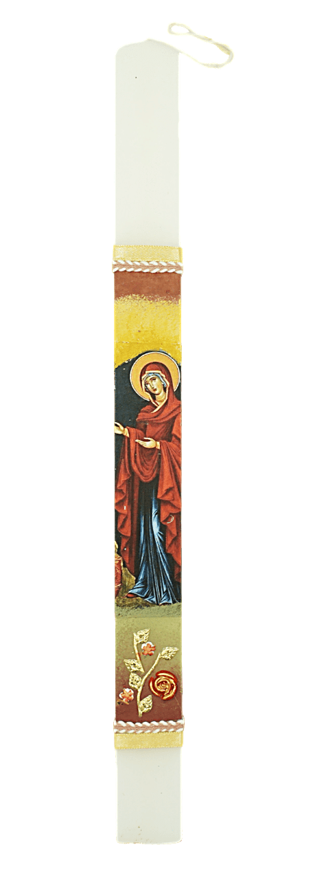 Easter Candle Theotokos Holy Icon Full Figure Coloured 40cm
