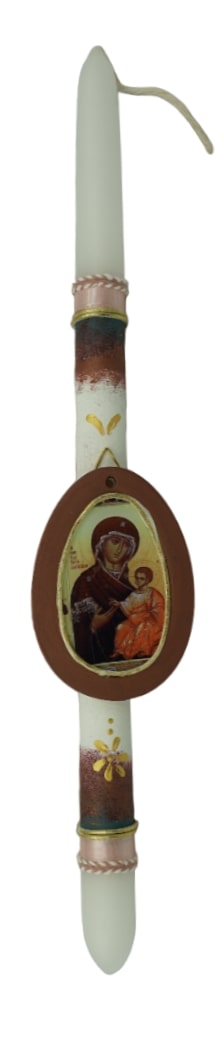 Pascha Candle with Theotokos Holy Oval Icon 40cm