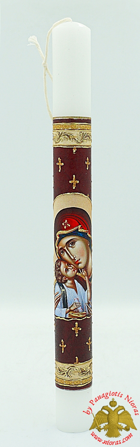 Easter Pascha Candle Lampada With Theotokos Holy Icon 40cm