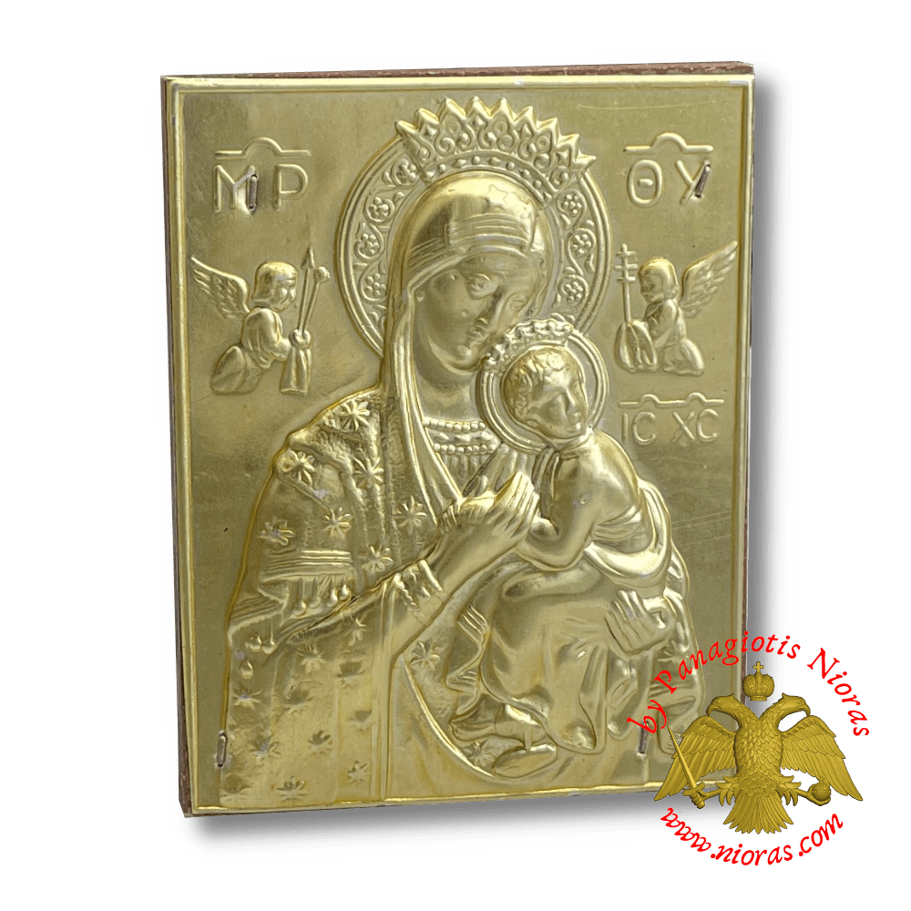 Theotokos Panagia Byzantine Aluminum Icon  Bronze color 8x10cm