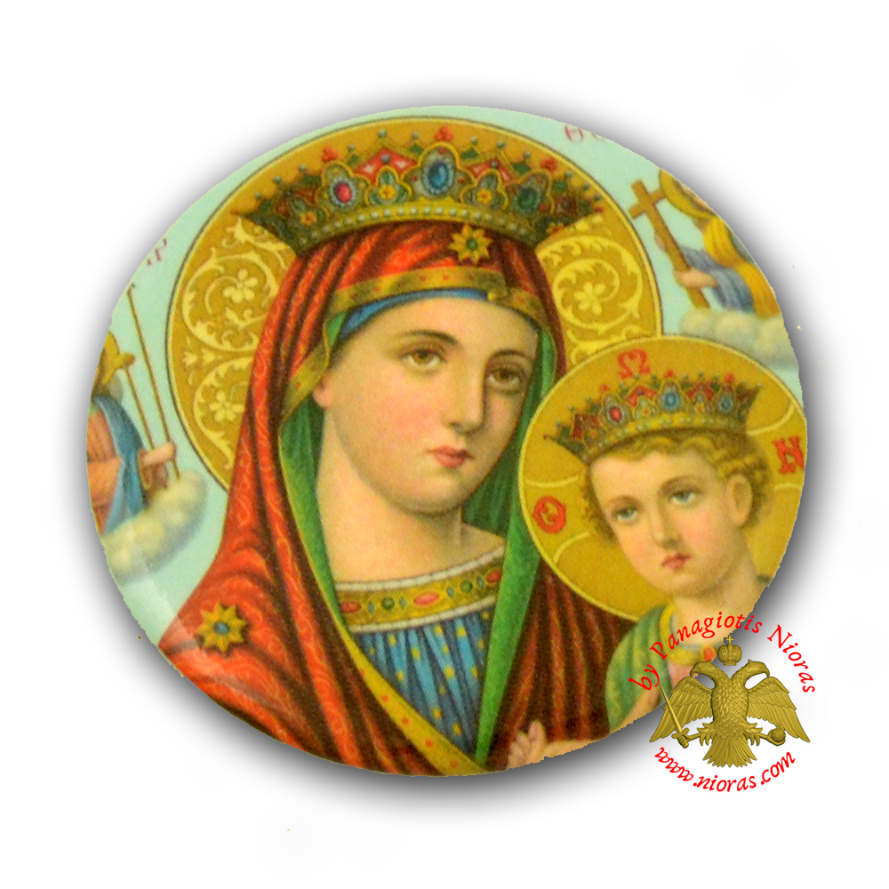 Orthodox Pin Button Icon Theotokos Panagia with Angels