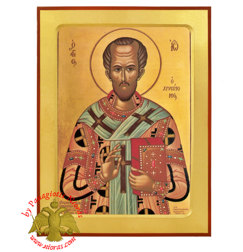Saint John Chrysostom Byzantine Wooden Icon