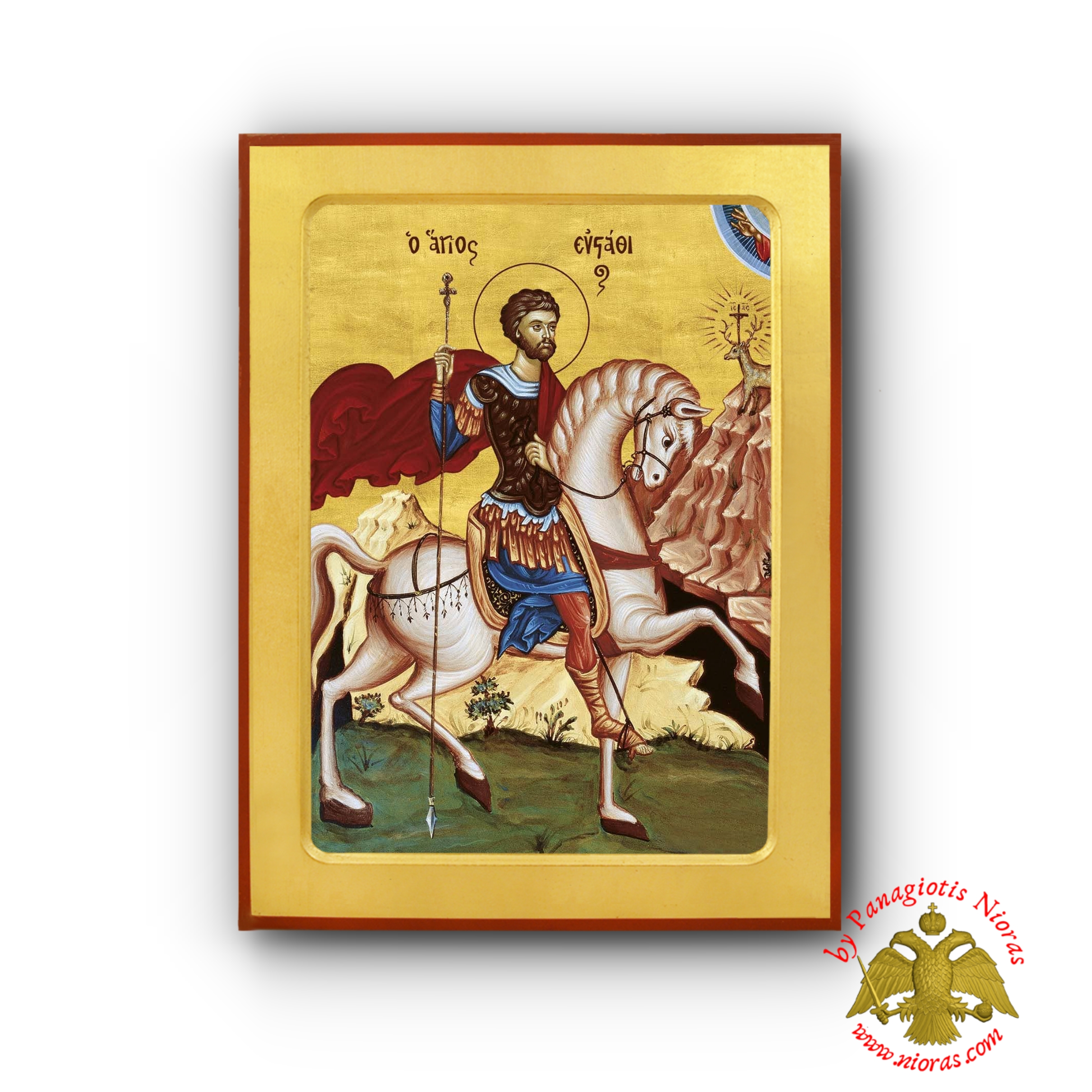 Saint Eustathios on Horseback Wooden Byzantine Icons