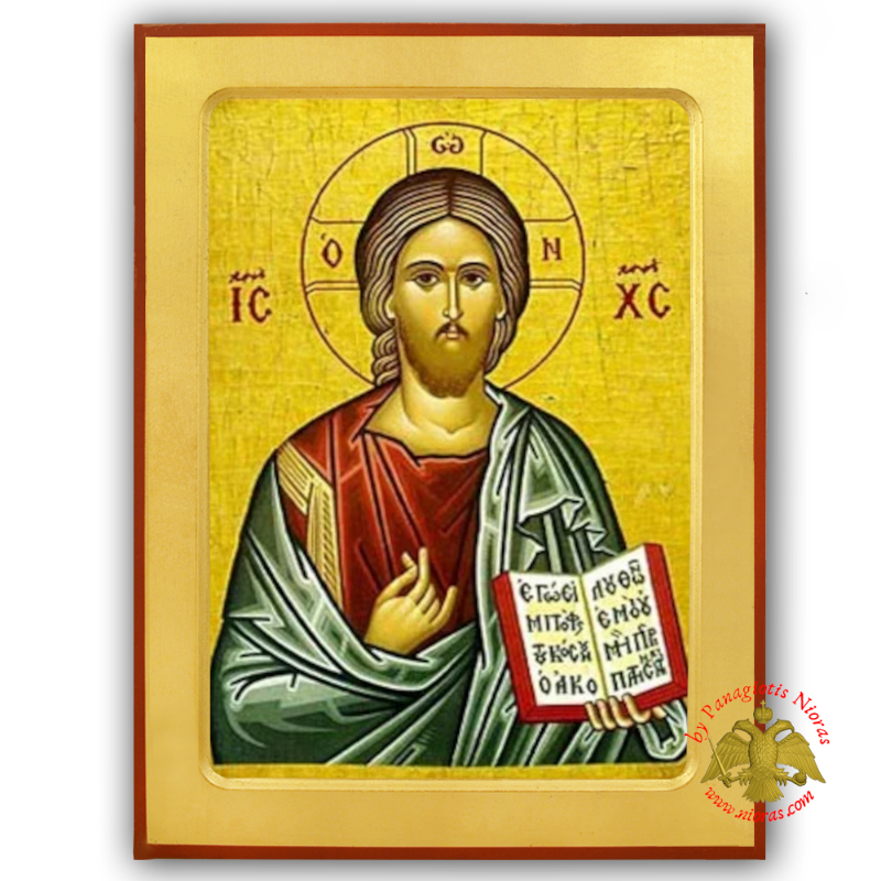 Χριστός Ευλογών (Εγώ Ειμί...) Μιχαήλ Μοναχός Άγιο Όρος Βυζαντινή Ξύλινη Εικόνα