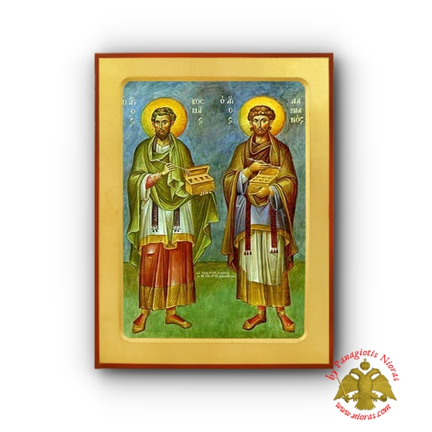 Saints Cosmas & Damian - Holy Unmercenaries Wooden Icon