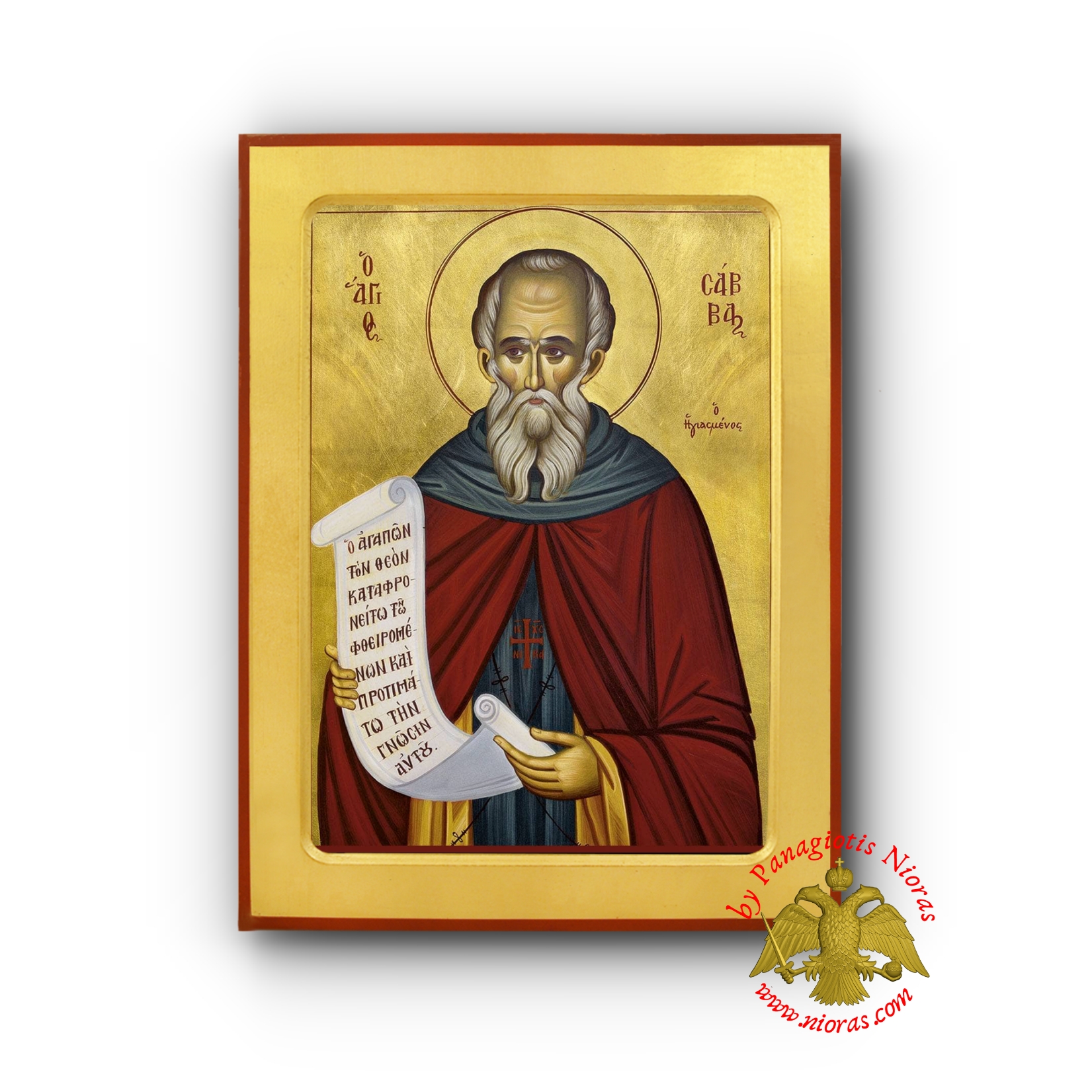 Saint Sabbas The Sanctified Byzantine Wooden Icon