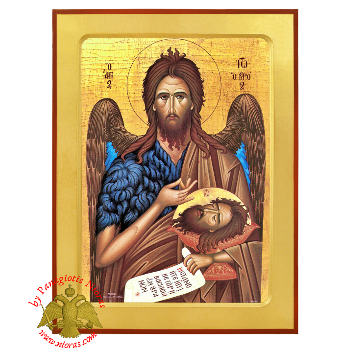 Saint John the Baptist Half Figure Orthodox Byzantine Wooden Icon