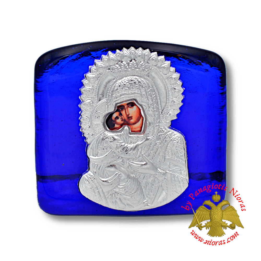Theotokos Icon on Blown Glass A 6.5x7.5cm