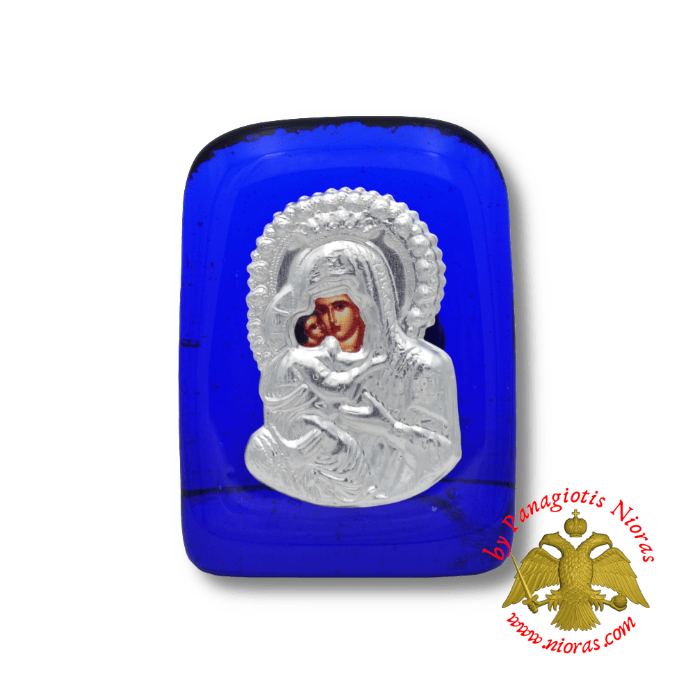Theotokos Icon on Blown Glass  6.5x5cm