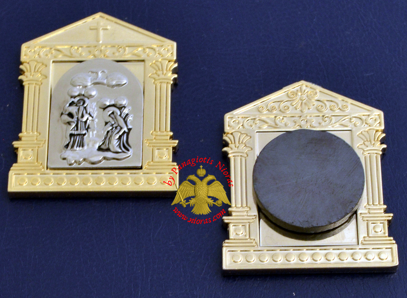 Orthodox Icon Mangets Metal Church Design Annunciation Gold Plated