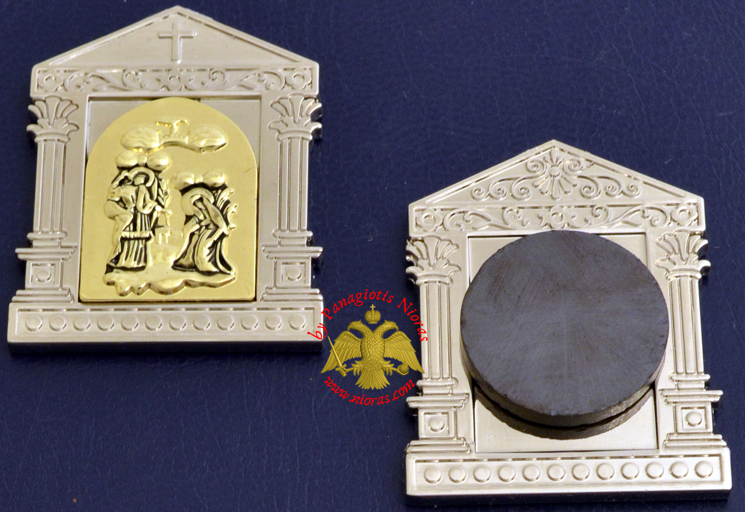 Orthodox Icon Mangets Metal Church Design Annunciation Nickel Plated