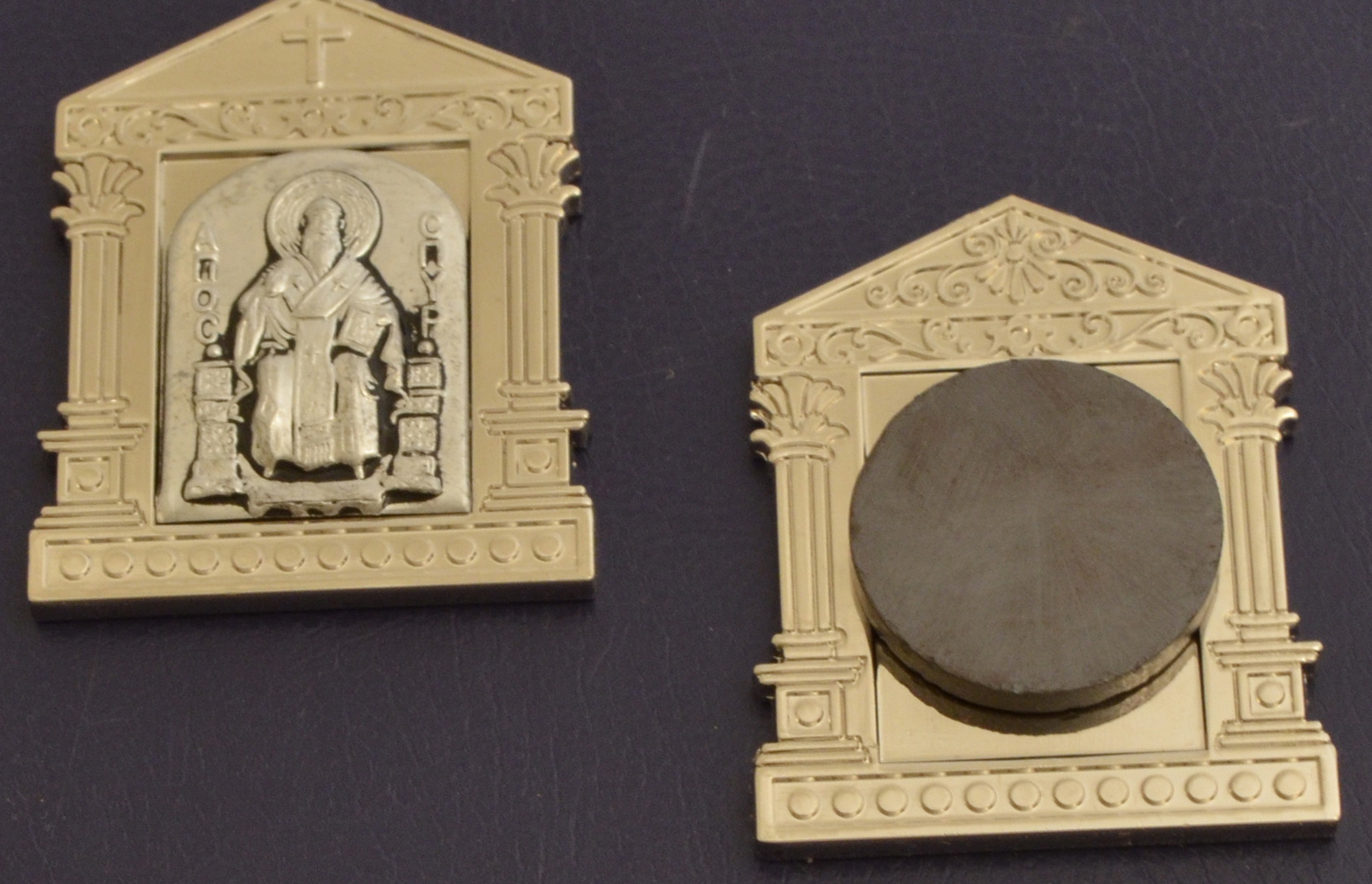 Orthodox Icon Mangets Metal Church Design Saint Spiridon Nickel