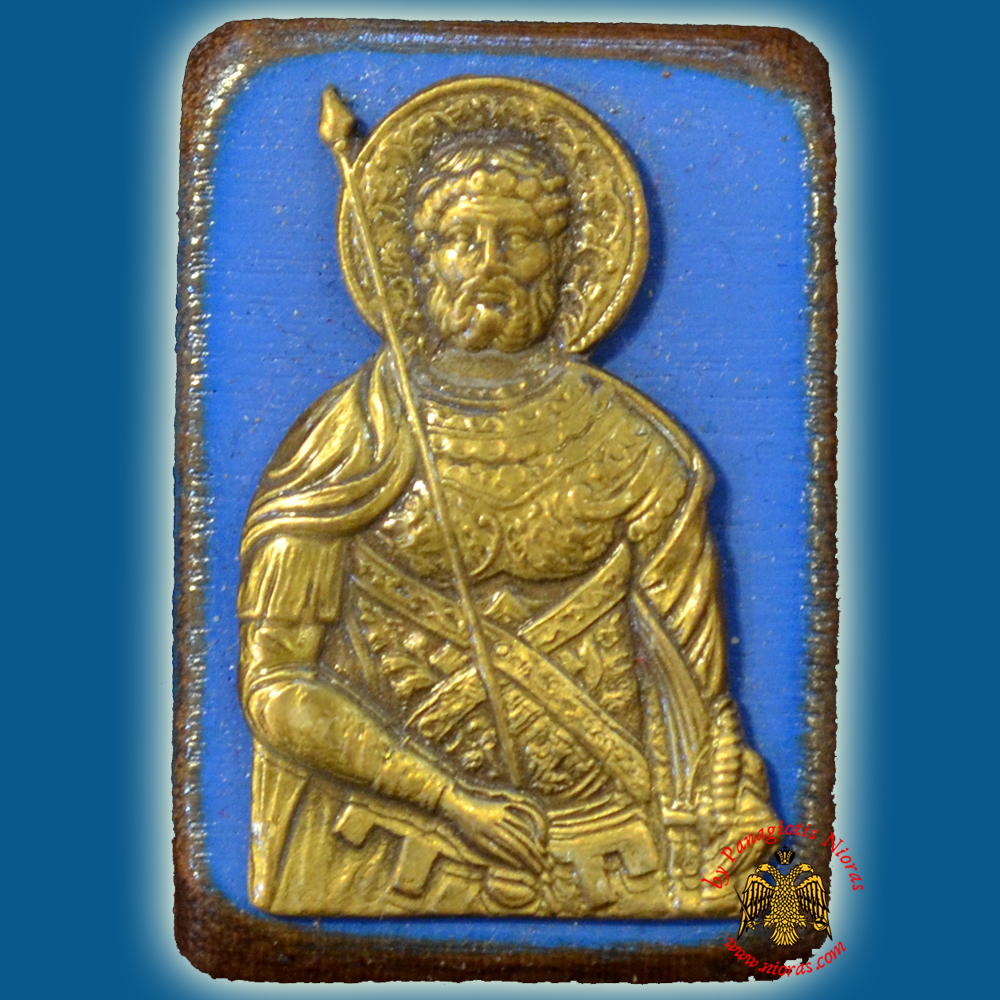 Wooden Orthodox Icon Saint Menas Mangetic or Hanging