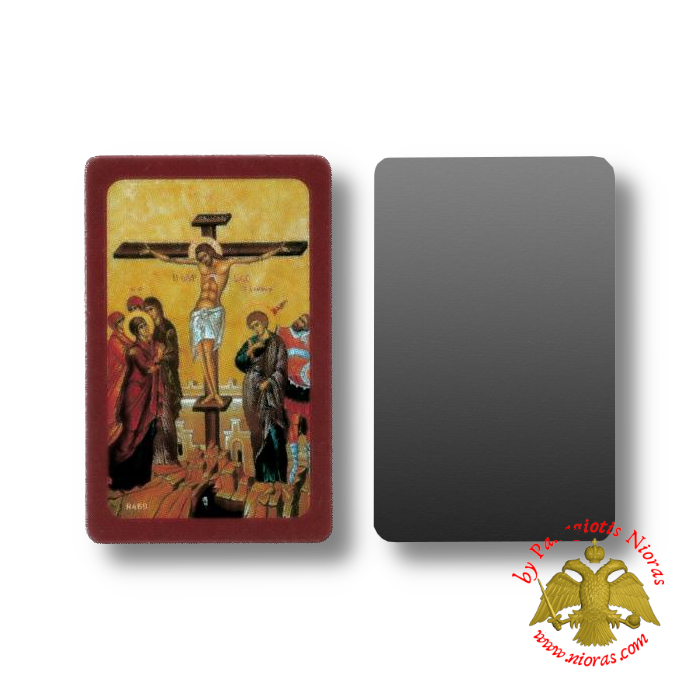 Orthodox Crucifixion of Jesus Paper Icon on Magnet Foil (set of 5pcs)