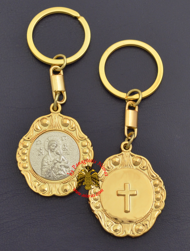 Orthodox Metal KeyHolder Hanging Panagia Icon Bell Shaped