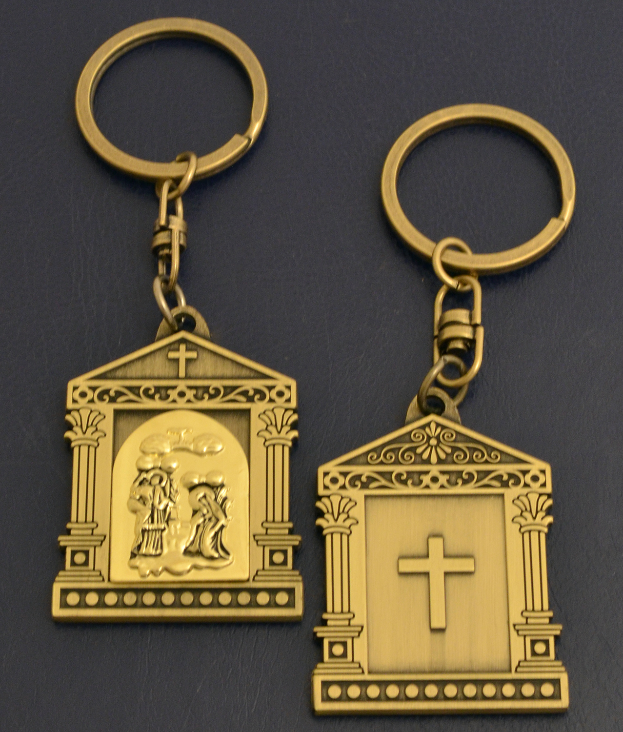 Orthodox Metal Keyring Church Design Antique with Annunciation Holy Icon