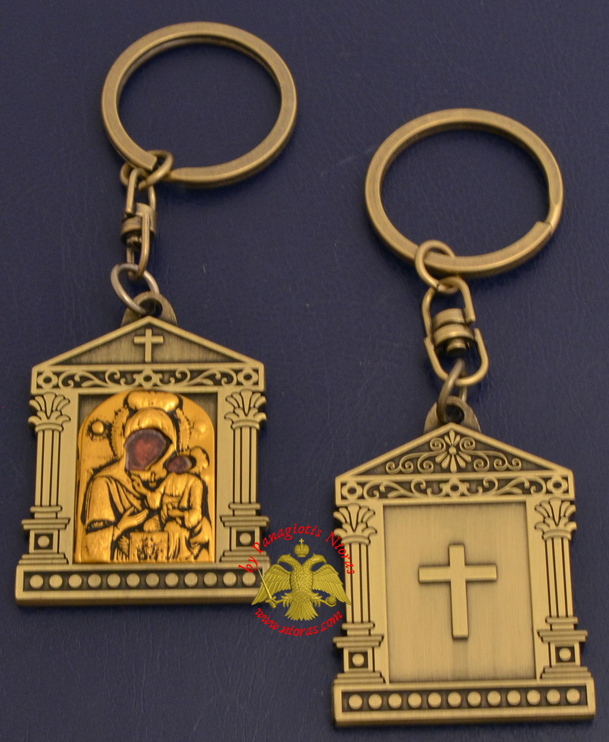 Orthodox Metal Keyring Church Design Antique Panagia of Paros Holy Icon