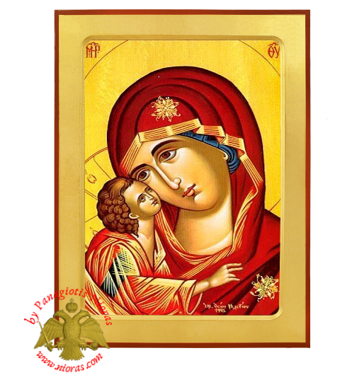 Holy Theotokos Sweet Kissing Detail Wooden Byzantine Icon