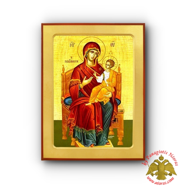 Holy Virgin Mary Queen of the Universe Pantanassa Byzantine Wooden Icon - Nun Kassiani
