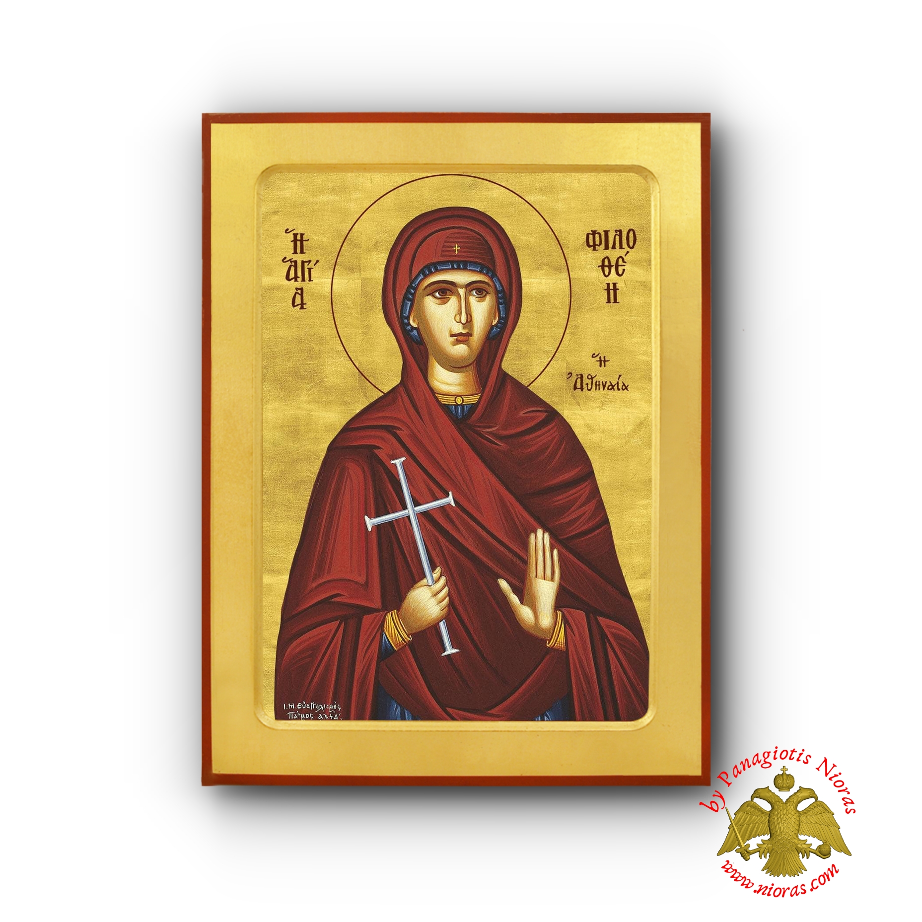 Saint Philothea of Athens wooden byzantine icon