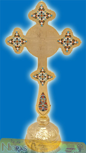 Blessing Cross Double Sided with Enamel Details and Base