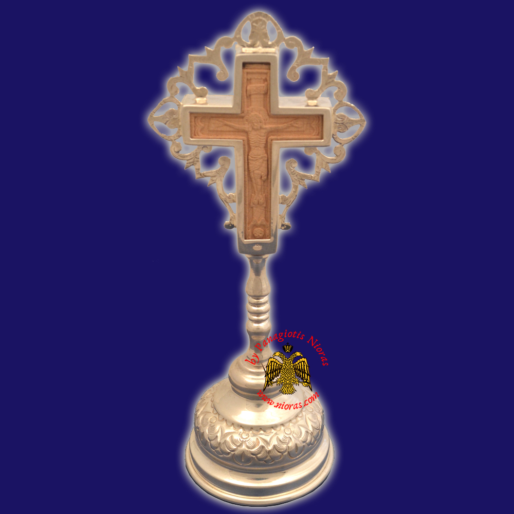 Σταυρός Ασημένιος 925 Μεταλλικός Ορθόδοξος Ευλογιών με Χριστό σε Ξύλο Χειροποίητο στην Ελλάδα