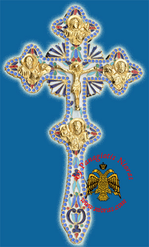 Blessing Cross Gold Plated with Enamel Evangelist
