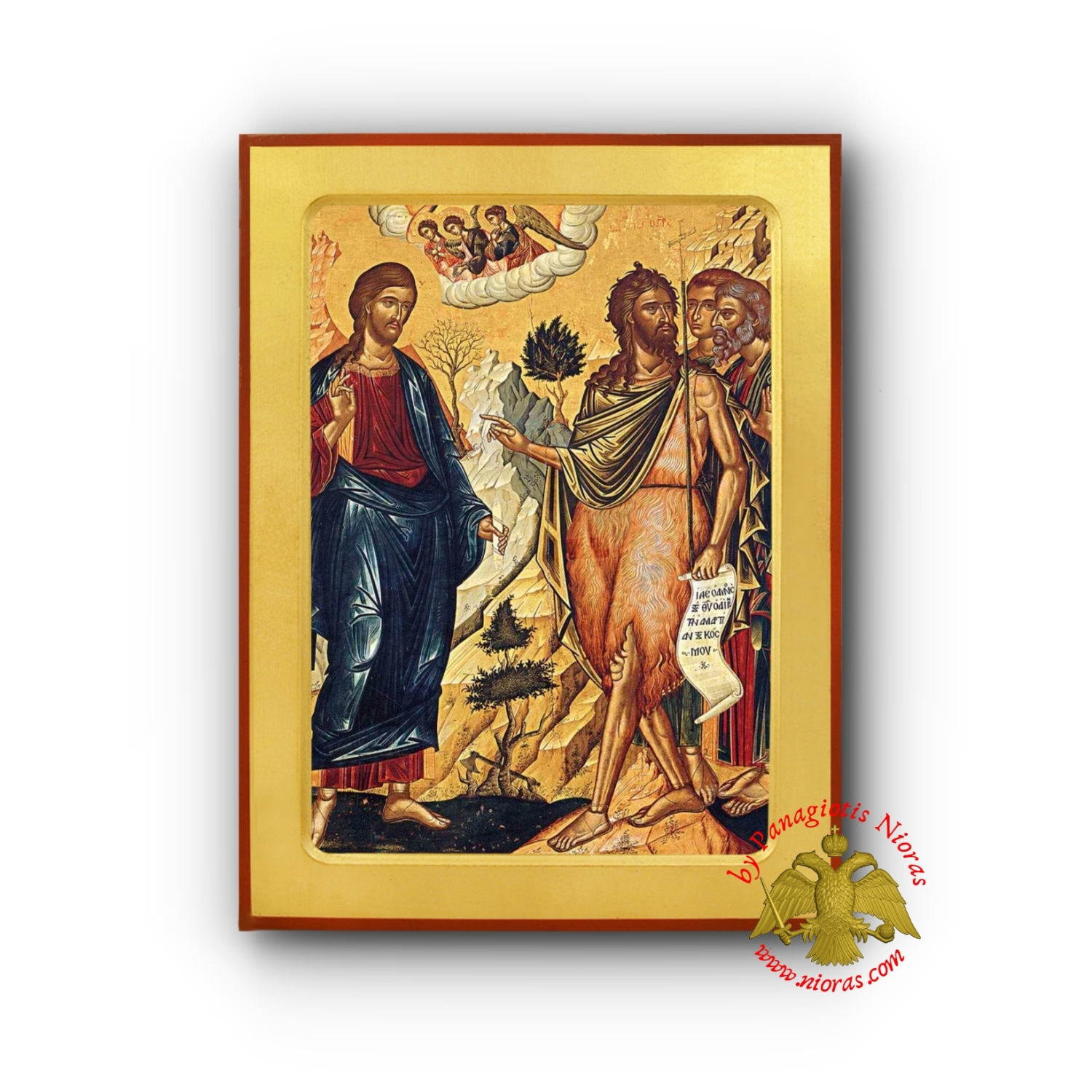 Christ With Saint John the Baptist Byzantine Wooden Icon