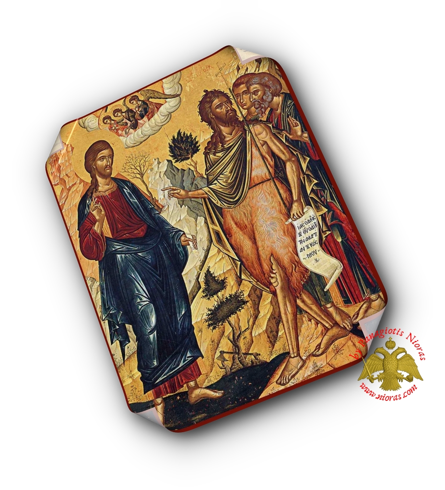 Laminated Byzantine Icon of Christ with Saint John the Baptist 10 pcs