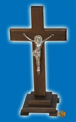 Natural Wooden Cross With Base 17x30cm