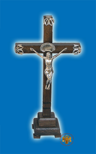 Natural Wooden Cross With Base 12x22cm