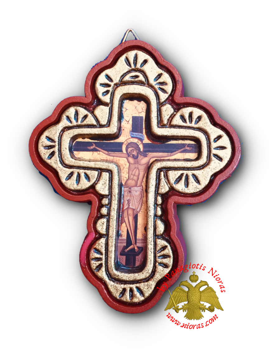 Orthodox Wooden Cross With Christ Image 7x9cm