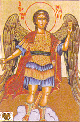 Archangel Michael Full Figure Byzantine Wooden Icon on Canvas