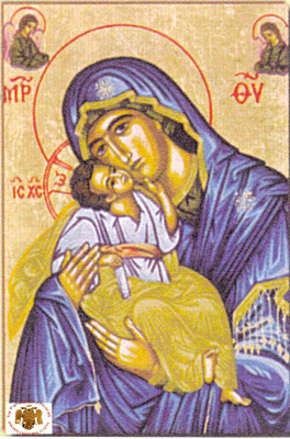 Holy Virgin Mary Panagia Glikofilousa 3 Byzantine Wooden Icon on Canvas