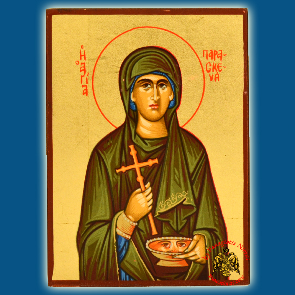 Saint Paraskeve Byzantine Wooden Icon on Canvas