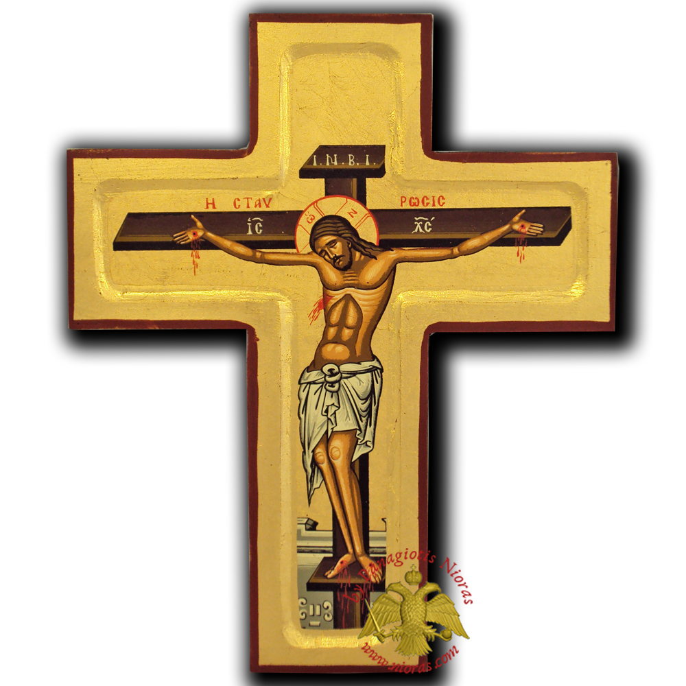 Byzantine Orthodox Cross Wooden Handmade on Canvas 22x27cm