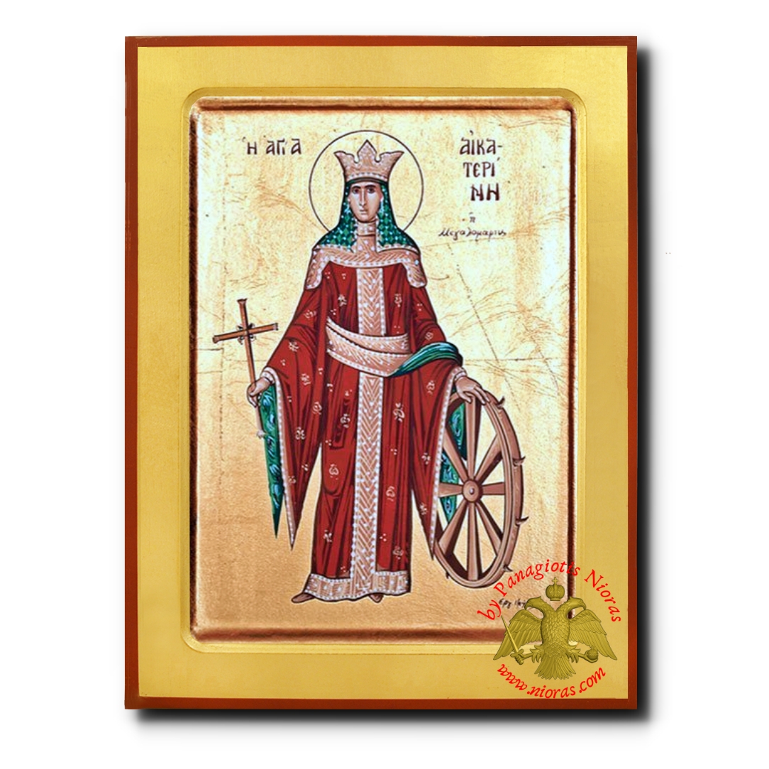 Saint Catherine the Great Martyr Full Body Byzantine Wooden Icon
