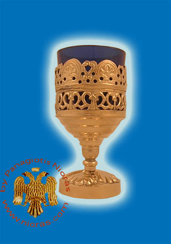 Metal Design Standing Vigil Oil Candle Brass 12x6cm