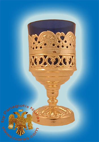 Metal Design Standing Vigil Oil Candle Gold Plated 12x6cm