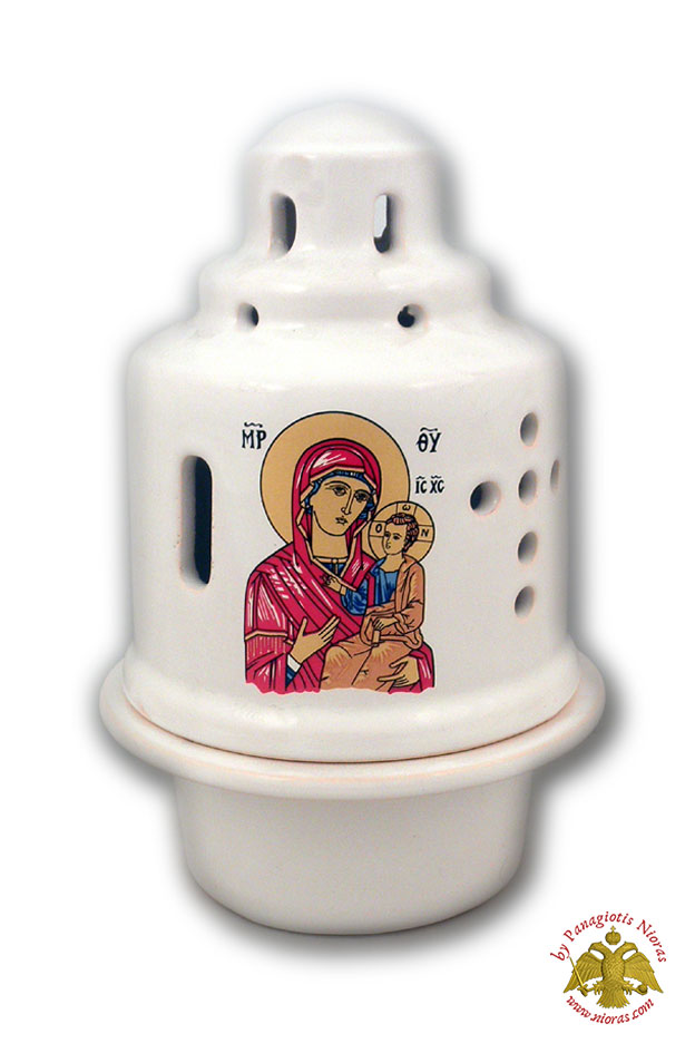 Ceramic Oil Candle Design Byzantine White 12x20cm