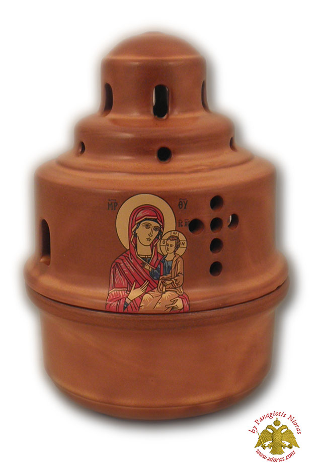 Ceramic Oil Candle Ark Design Brown 12x15cm