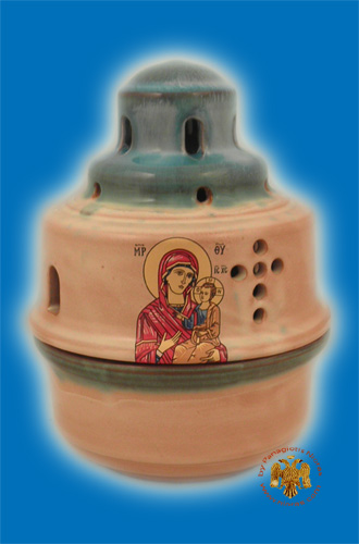 Ceramic Oil Candle Ark Design Turquoise 12x15cm