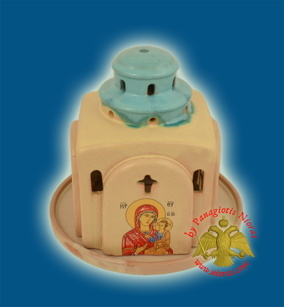 Orthodox Ceramic Oil Candle Orthodox Church Style 4 Colours Made in Greece 