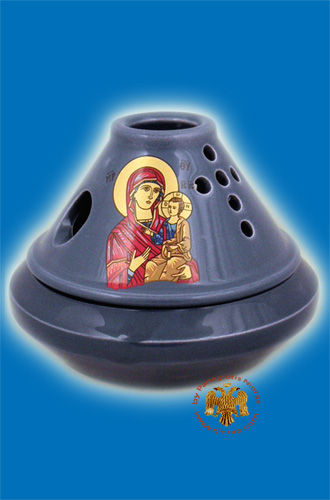 Ceramic Orthodox Oil Candle Simantro Blue