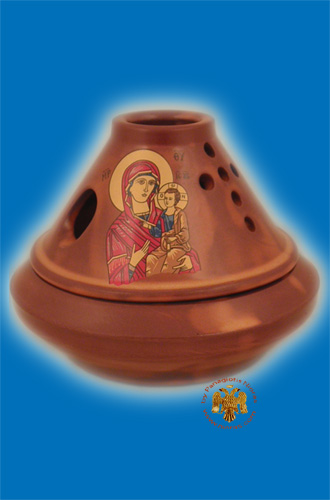 Ceramic Orthodox Oil Candle Simantron Brown