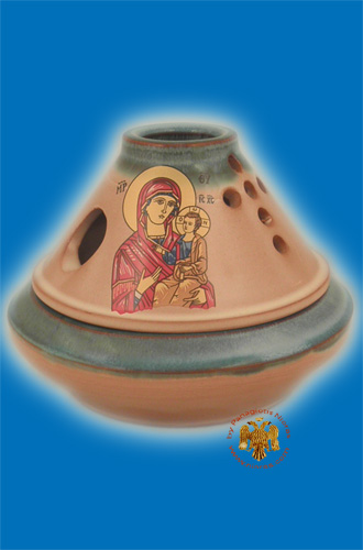 Ceramic Orthodox Oil Candle Simantro Turquoise