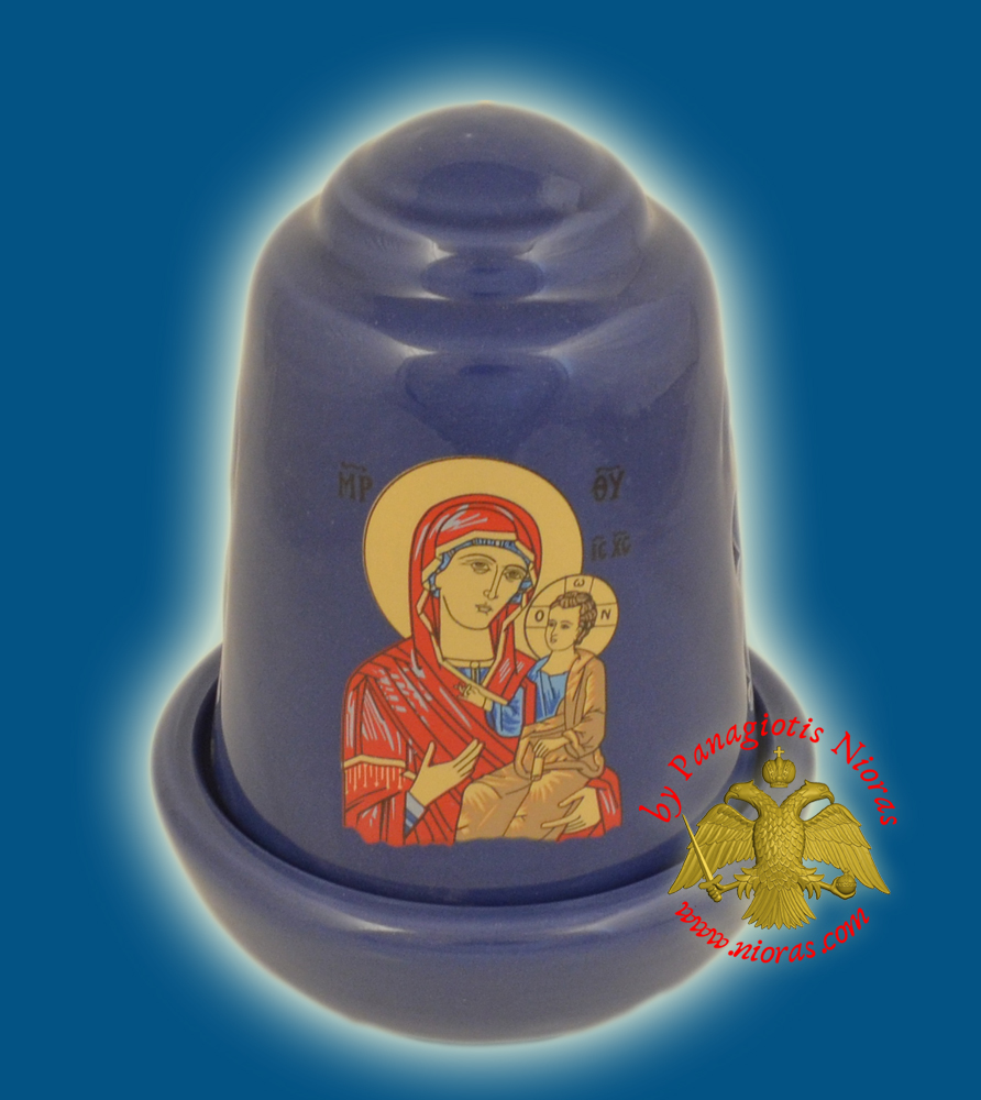 Ceramic Oil Candle Orthodox Dome Blue