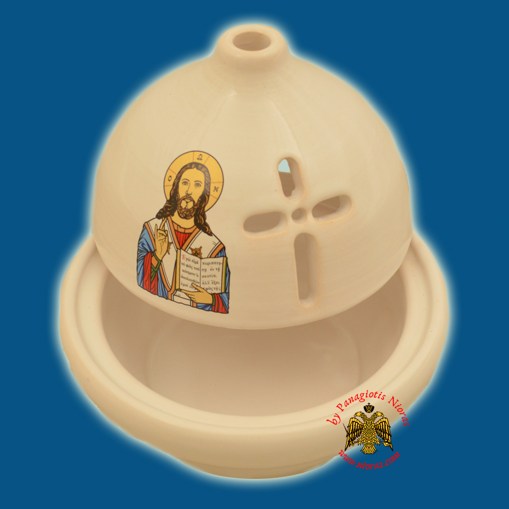 Ceramic Orthodox Theomitor Oil Candle White