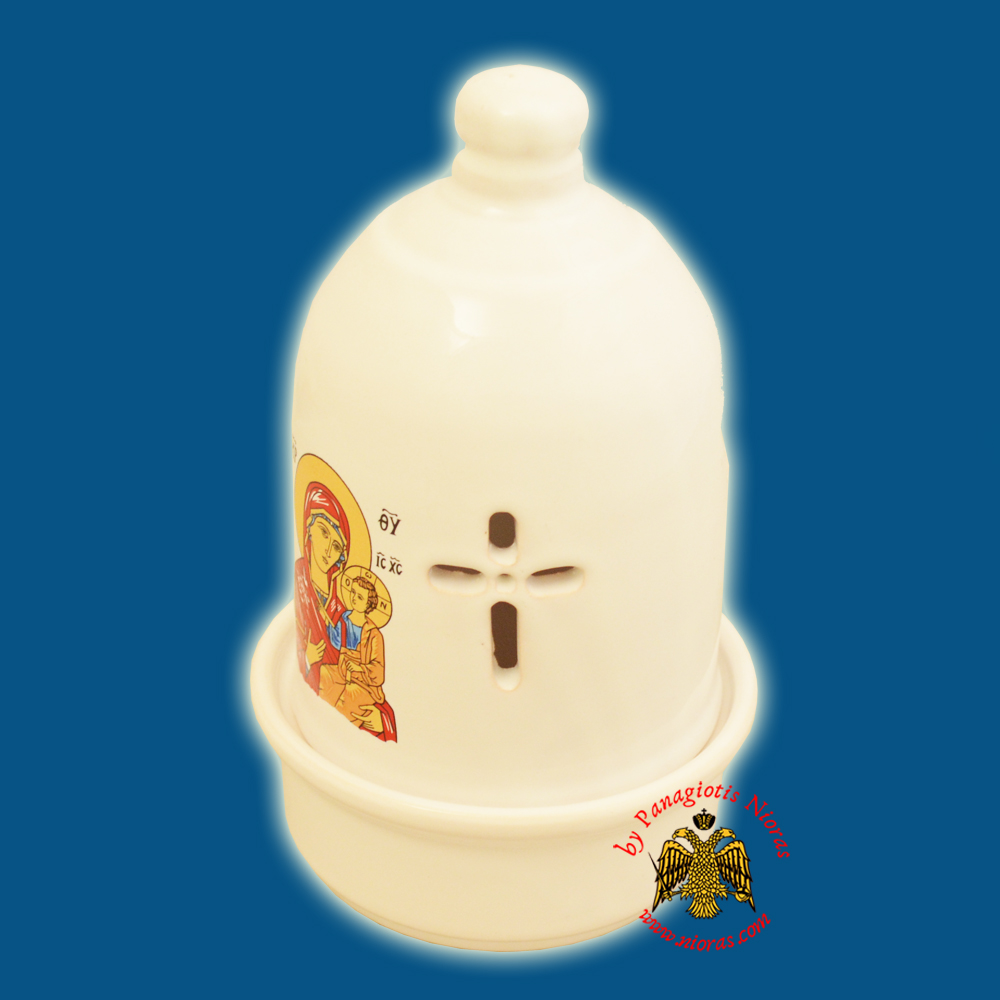 Ceramic Orthodox Traditional Dome Oil Candle White